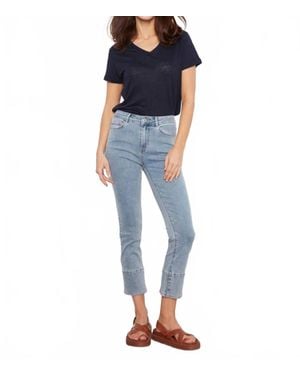 Charlie b Slim Leg Jeans With Blanket Stitch Hem - Blue