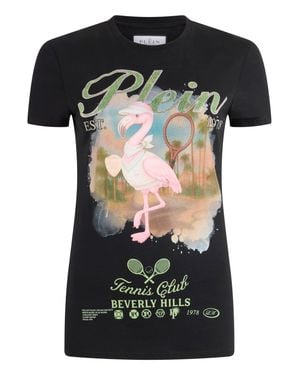Philipp Plein Sexy Pure Fit T-Shirt Tennis Club Strass - Black
