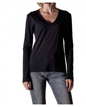 ANONYM APPAREL Chloe Long Sleeve V-Neck Tee - Black
