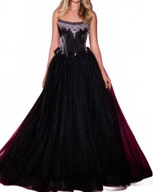 Portia and Scarlett Crystal Beaded Prom Dress - Black