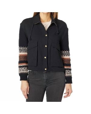 Saltwater Luxe Sweater Sleeve Snap Front Jacket - Black