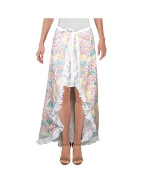 All Things Mochi Ruffled Trim Embroidered Wrap Skirt - White