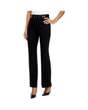 Kasper Petites High-Rise Viscose Bootcut Pants - Black