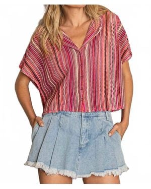 Pol Savannah Striped Crop Top - Red