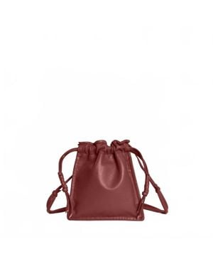 LEMIZ Mini Bowie Drawstring Leather Bag - Brown
