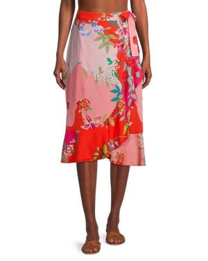 Johnny Was Nanya Wrap Skirt Cover Up - Red