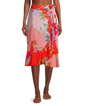 Johnny Was Nanya Wrap Skirt Cover Up - Red