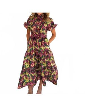 Sincerely Ours Floral Jacquard Lena Dress - Brown