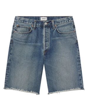 Agolde Denim Shorts With Five-Pocket Design And Frayed Hem - Blue