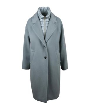 Herno Light Coat With Removable Collar And Minimalist Design - Gray