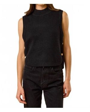 Lalavon Mock Neck Sleeveless Sweater - Black