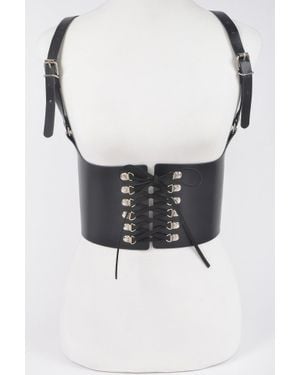 Fashnzfab Vegan Leather Corset Harness Belt - Black