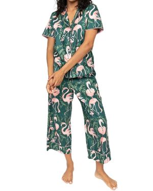 Cyberjammies Flamingo Cropped Pajama - Green