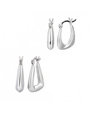 Gold & Honey Rhodium-Plated Hoops - White