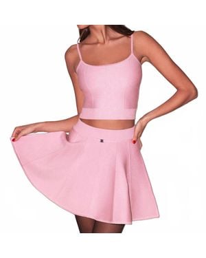 Fleur du Mal Knit Flare Mini Skirt - Pink