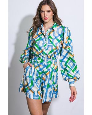 TRUEDAMES For The Occasion Woven Romper - Blue
