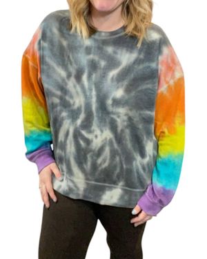 Sew In Love Sleeve Tie Dye Sweater - Gray