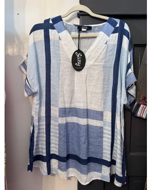 Eversassy Stripped Pullover Top - Blue