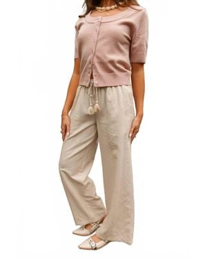 How Very Loved Sasha Wide Leg Drawstring Pants - Natural
