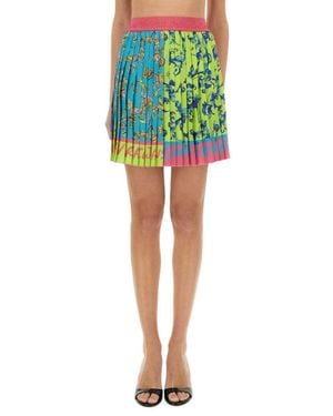 Versace Jeans Couture Outline Baroque Mini Pleated Skirt - Green