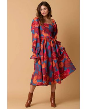 Fabi Fall Maxi Dress - Red