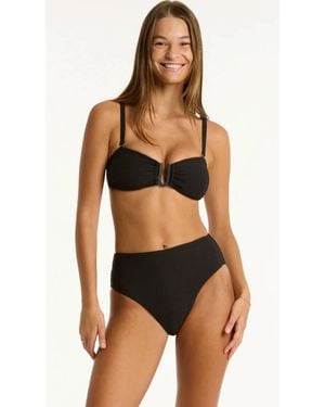 Sea Level Spinnaker Retro High Waisted Bikini Bottom Pant - Black