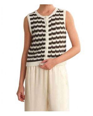 525 America Isla Striped Button Front Vest - Multicolor