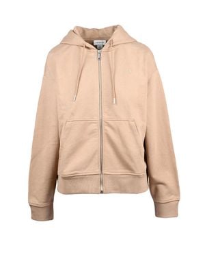 Calvin Klein Hooded Front Pocket Cotton-Blend Zip Sweatshirt - Natural