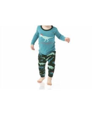 KICKEE Long Sleeve Graphic Tee Pajama Set - Black