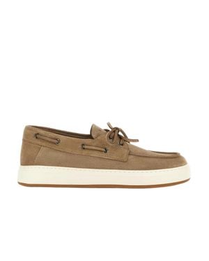 Hogan Moccasin-Style Boat Shoes With Lace-Through Design - Natural