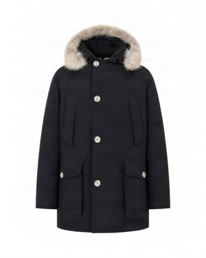Woolrich Hooded Fur-Trim Parka Coat - Blue