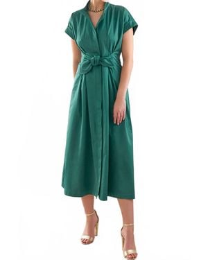 Finley Long Rocky Tie-Front Dress - Green