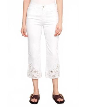 Charlie b Floral Lace Hem Jeans - White