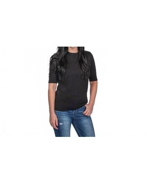 Vine & Love Ava Button Detail Knit Sweater Top - Black
