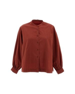Casey Casey Rust Biggy Grandad Cotton-Silk Bracelet-Sleeve Shirt - Red