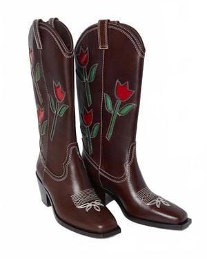 Loeffler Randall Wilder Leather Tulip Boot - Brown