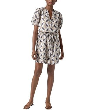 Lilla P Shirred Elbow Sleeve Dress - White