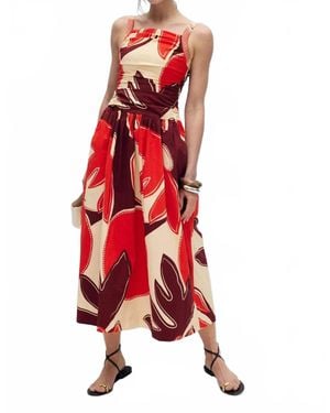 MON RENN Sundrop Palms Midi Dress - Red