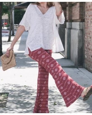 And The Why Aztec Flare Pants - Red