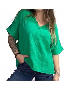 Wishlist Willow Oversized Cotton Gauze Top - Green