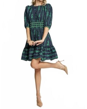Umgee Belle Of The Bow Mini Dress - Blue