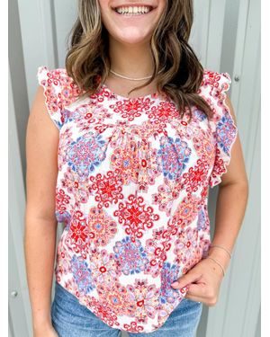 Another Love Anelia Petal Sleeve Top - Red