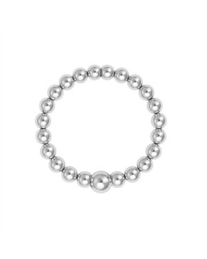 BARA BOHEME Classic 2Mm Beaded Stretchy Ring - Metallic