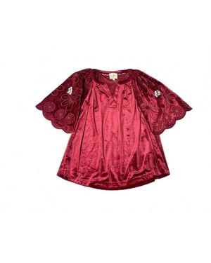 Umgee Velvet Embroidered Sleeve Top