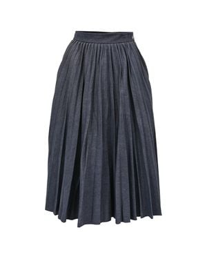 MSGM Pleated Midi Denim Skirt - Blue