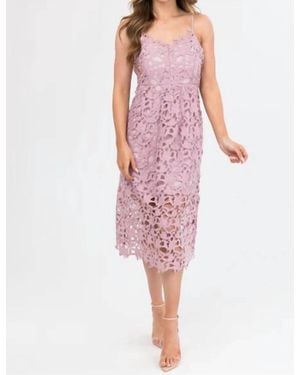 Bluivy Evelyn Crochet Lace Midi Dress - Pink