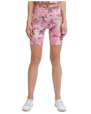 Calvin Klein Performance Printed High-Waist Bike Shorts - Pink