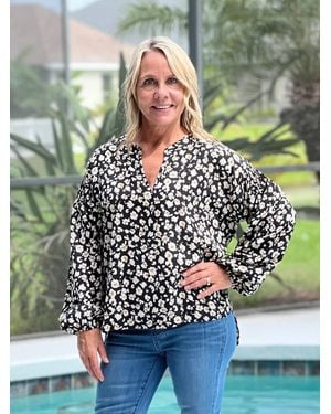 Kori Poppin Poppies Top - Black