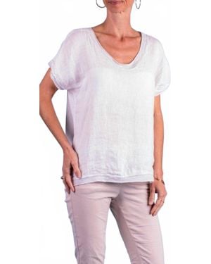 Gigi Moda Nico Linen Top - White