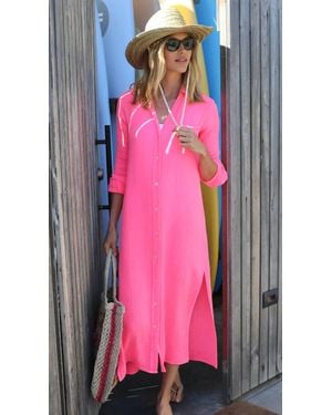 Felicite Button-Front Maxi Shirt Dress - Pink